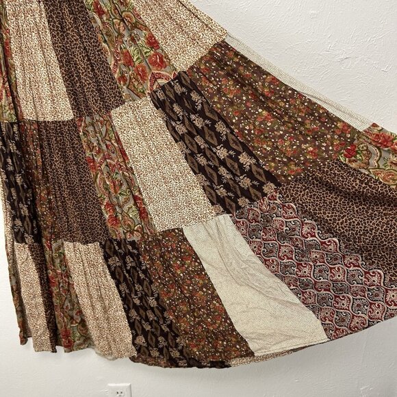 Lucia Lukken Broomstick Broom Skirt M Floral Boho Vintage 90s Patchwork Prairie - Picture 4 of 10